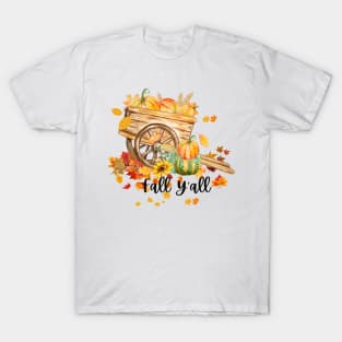 Fall Y'all Happy Fall Hello Pumpkin Season Halloween and Thanksgiving T-Shirt